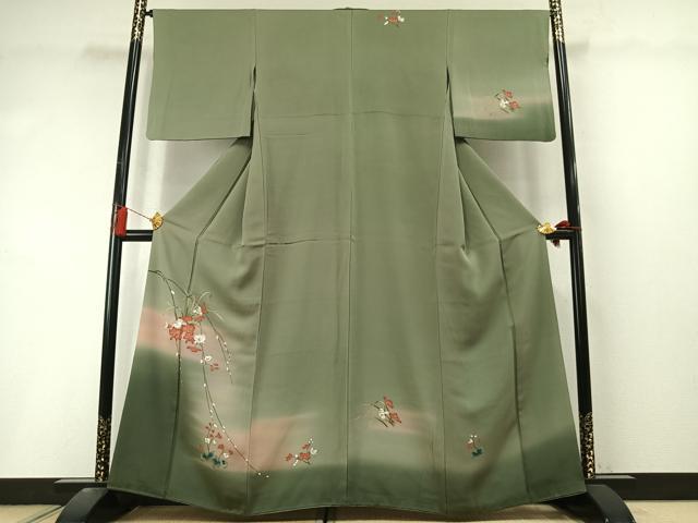 平和屋着物●訪問着 草花文 暈し染め 正絹 逸品 AABL8451fy