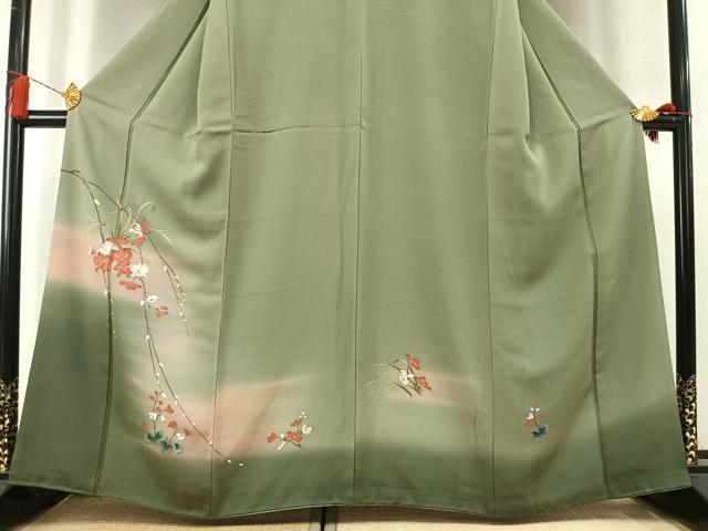 平和屋着物●訪問着 草花文 暈し染め 正絹 逸品 AABL8451fy
