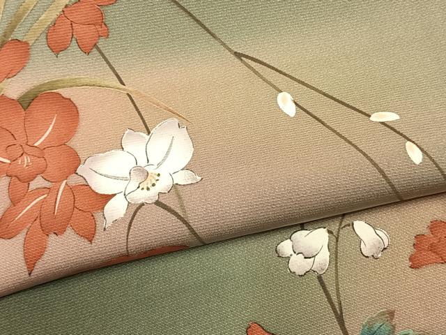 平和屋着物●訪問着 草花文 暈し染め 正絹 逸品 AABL8451fy