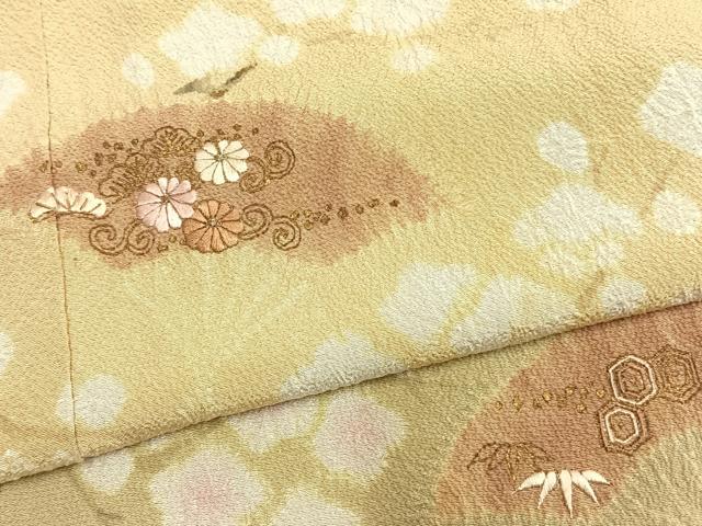 平和屋着物●十日町 名門 滝泰謹製 訪問着 絞り 刺繍 扇面花文 暈し染め 金糸 金彩 正絹 逸品 AABL8452fy