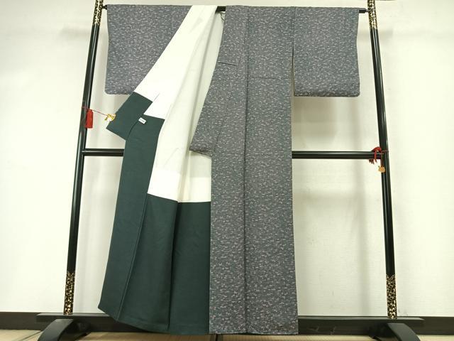 平和屋着物●お召 天目織 草花文 正絹 逸品 AABL8460fy