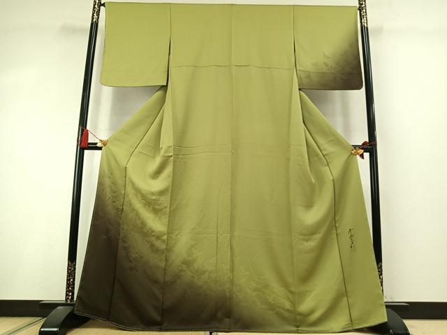 平和屋着物●染色作家 斉藤三才 訪問着 飛鳥地紋 暈し染め 正絹 逸品 未使用 AABL8469fy