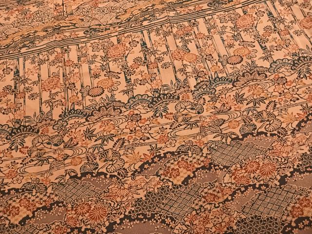 平和屋着物●訪問着 型染め 松竹梅 花鳥文 正絹 逸品 AABL8470fy