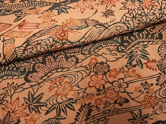 平和屋着物●訪問着 型染め 松竹梅 花鳥文 正絹 逸品 AABL8470fy