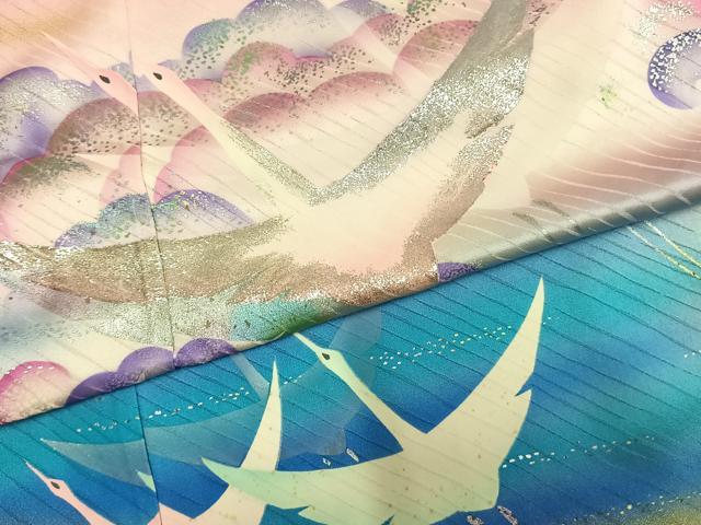 平和屋着物●写真家・秋山庄太郎 振袖 飛鳥文 暈し染め 金銀彩 仮絵羽 正絹 逸品 未使用 AABL8471fy