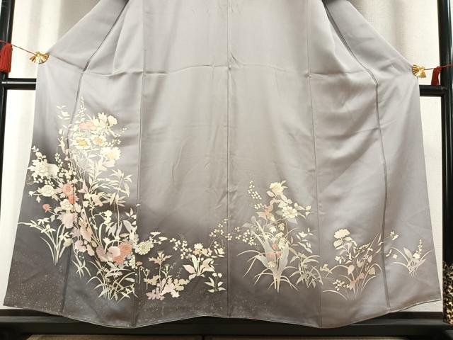 平和屋着物●訪問着 駒刺繍 草花文 暈し染め 金糸 金彩 正絹 逸品 AABL8479fy