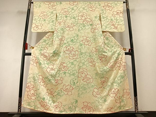 平和屋着物●上質な小紋 総絞り 花尽くし 正絹 逸品 AABL8480fy