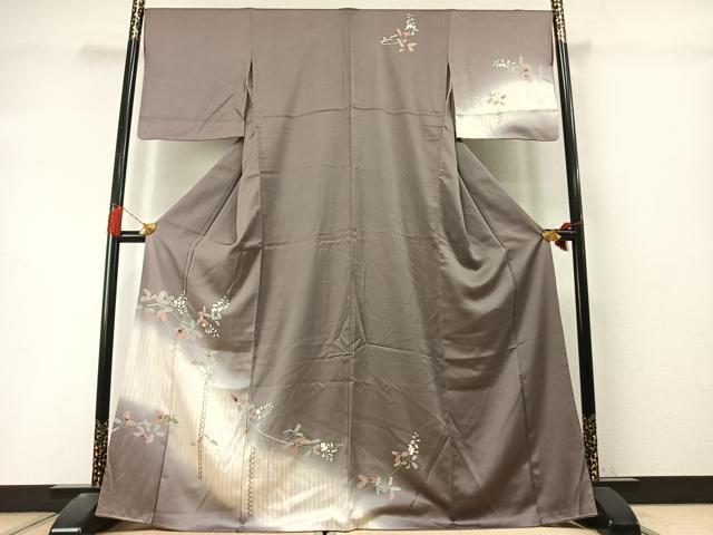 平和屋着物●訪問着 枝花文 暈し染め 金銀彩 正絹 逸品 AABL8482fy