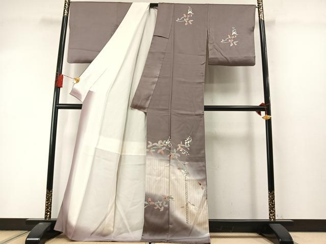 平和屋着物●訪問着 枝花文 暈し染め 金銀彩 正絹 逸品 AABL8482fy