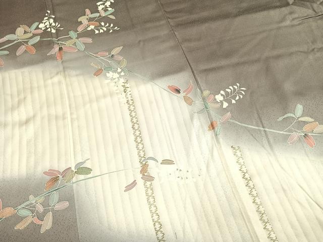 平和屋着物●訪問着 枝花文 暈し染め 金銀彩 正絹 逸品 AABL8482fy
