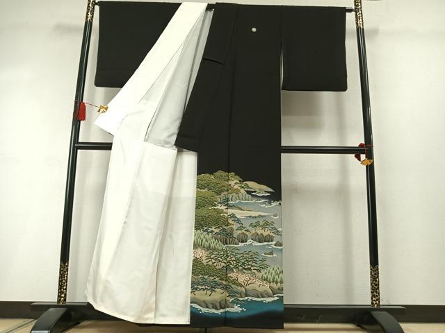 平和屋着物●豪華黒留袖 作家物 風景文 暈し染め 正絹 逸品 未使用 AABL8483fy