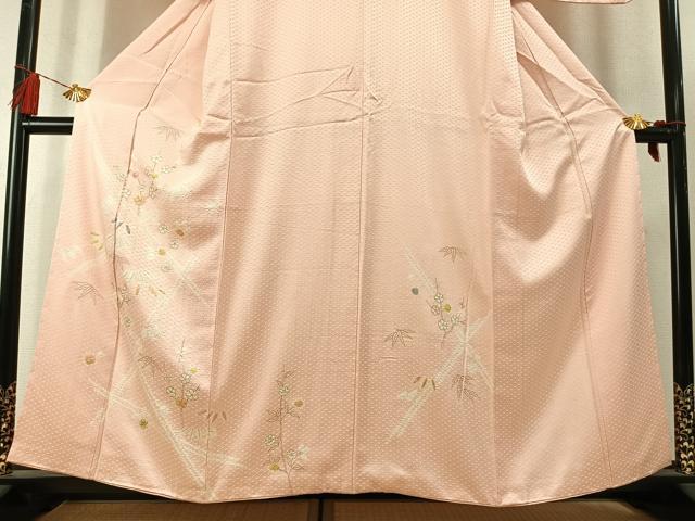 平和屋着物●創業460年・千總 訪問着 絞り 松 枝梅文 金彩 正絹 逸品 AABL8487fy