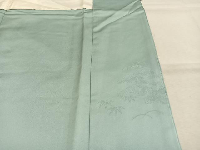 平和屋着物●豪華色留袖 総刺繍 風景花地紋 白藍色 正絹 逸品 AABL8499fy