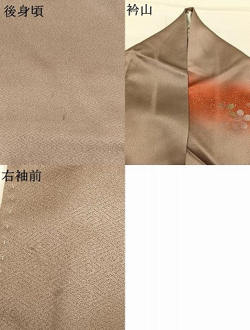 平和屋着物●訪問着 刺繍 草花文 暈し染め 金糸 金銀彩 正絹 逸品 AABL8504fy