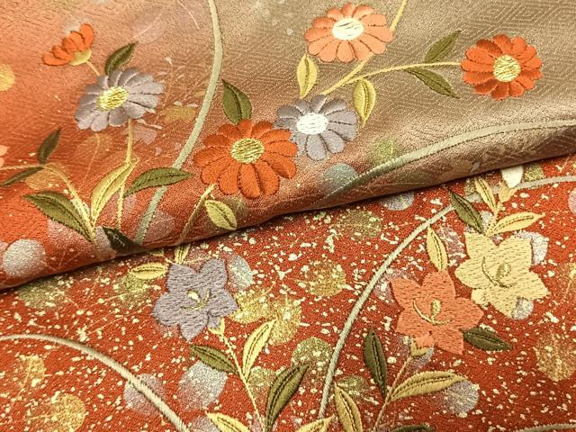 平和屋着物●訪問着 刺繍 草花文 暈し染め 金糸 金銀彩 正絹 逸品 AABL8504fy