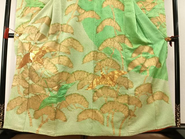 平和屋着物●豪華振袖 総絞り 駒刺繍 飛鶴枝松文 金彩 正絹 逸品 AABL8505fy