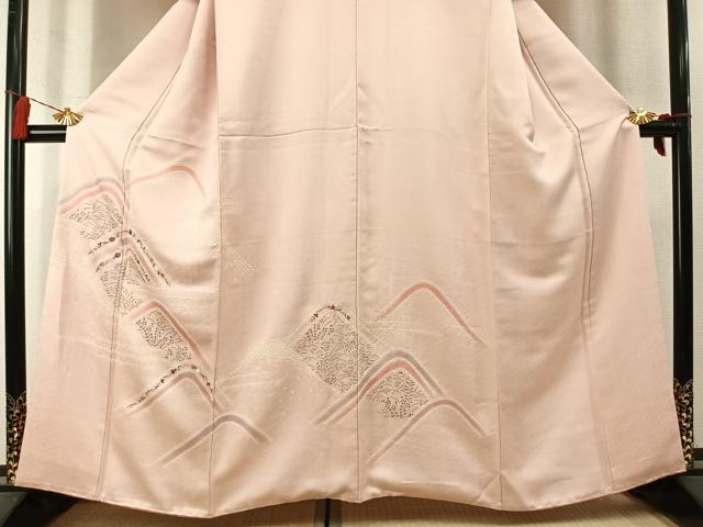平和屋着物●訪問着 絞り 刺繍 草花文 正絹 逸品 AABL8506fy