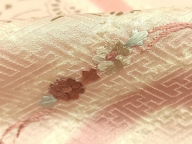 平和屋着物●訪問着 絞り 刺繍 草花文 正絹 逸品 AABL8506fy