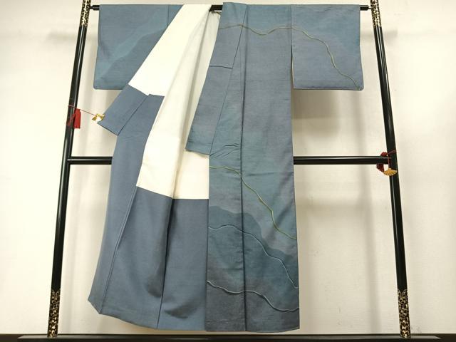 平和屋着物●石川県指定無形文化財 牛首紬 白山工房 手織り 訪問着 抽象文様 正絹 逸品 AABL8511fy