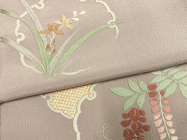平和屋着物●加賀友禅の巨匠 初代 由水十久監修 中国三大刺繍 相良刺繍 総刺繍 色留袖 雪輪花文 鬼しぼ縮緬 正絹 逸品 AABL8513fy