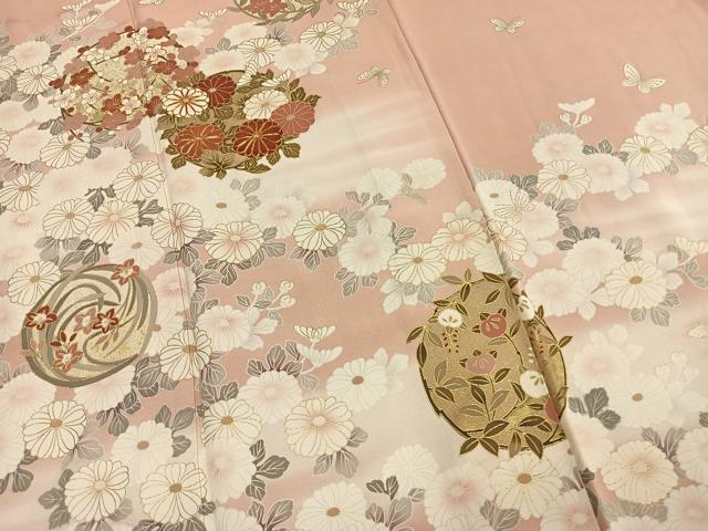 平和屋着物●訪問着 駒刺繍 花蝶文 暈し染め 金彩 正絹 逸品 AABL8519fy