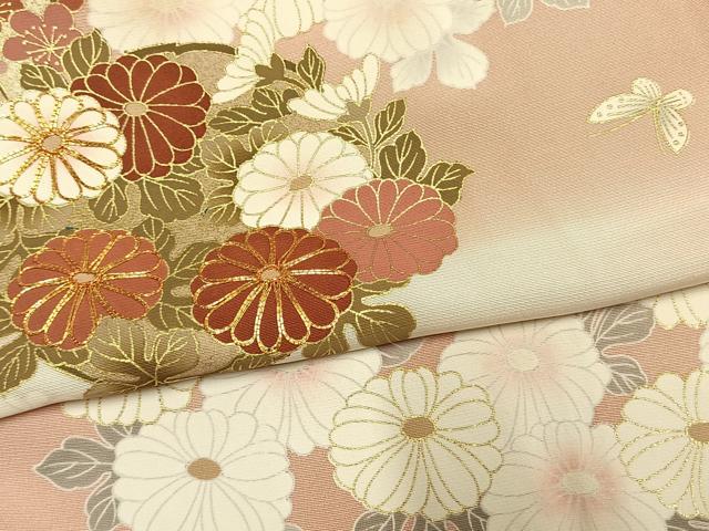 平和屋着物●訪問着 駒刺繍 花蝶文 暈し染め 金彩 正絹 逸品 AABL8519fy