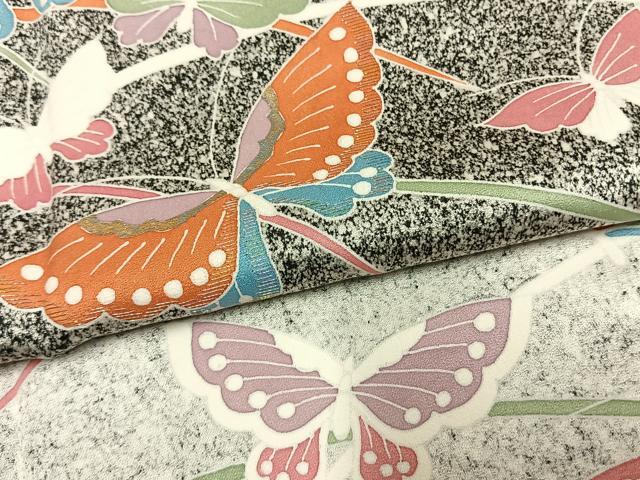 平和屋着物●訪問着 刺繍 舞蝶文 たたき染め 金糸 金銀彩 正絹 逸品 AABL8528fy