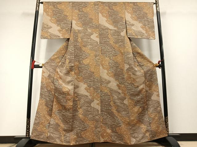 平和屋着物●上質な小紋 道長立波文 金彩 正絹 逸品 AABL8529fy