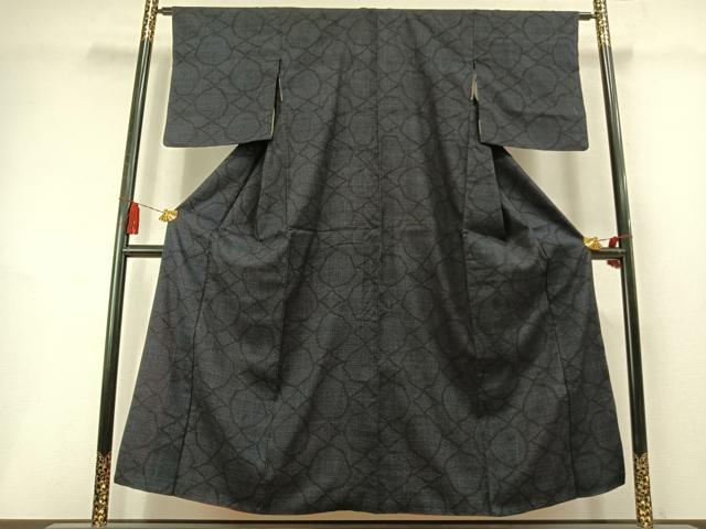 平和屋着物●本場結城紬 重要無形文化財 80亀甲 幾何学文様 正絹 逸品 AABL8531fy