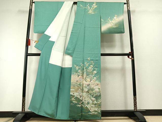 平和屋着物●訪問着 扇面花文 暈し染め 金銀彩 正絹 逸品 AABL8533fy