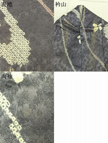 平和屋着物●上質な小紋 総絞り 流水花文 正絹 逸品 AABL8571fy