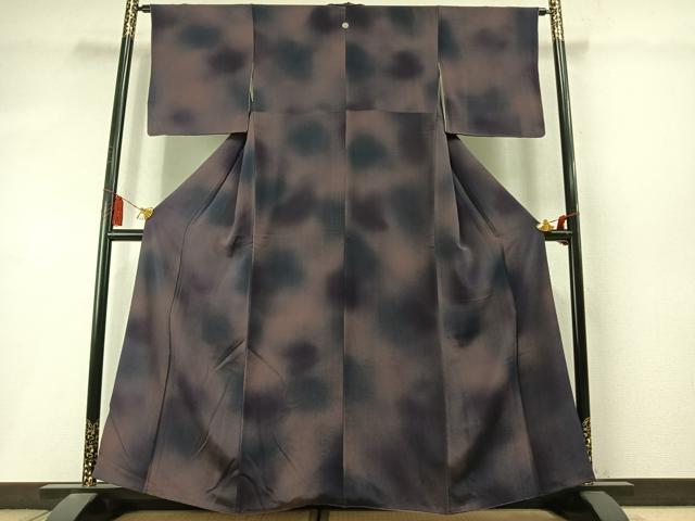 平和屋着物●上質な小紋 霞文 暈し染め 鬼しぼ縮緬 正絹 逸品 AABL8576fy