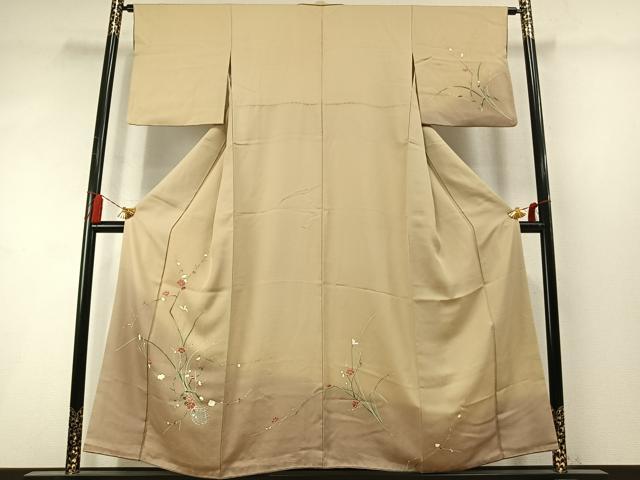 平和屋着物●訪問着 友禅 枝花文 暈し染め 正絹 逸品 未使用 AABL8594fy