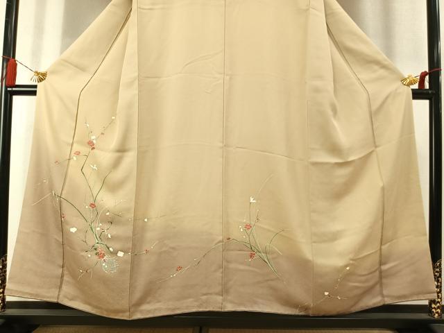 平和屋着物●訪問着 友禅 枝花文 暈し染め 正絹 逸品 未使用 AABL8594fy