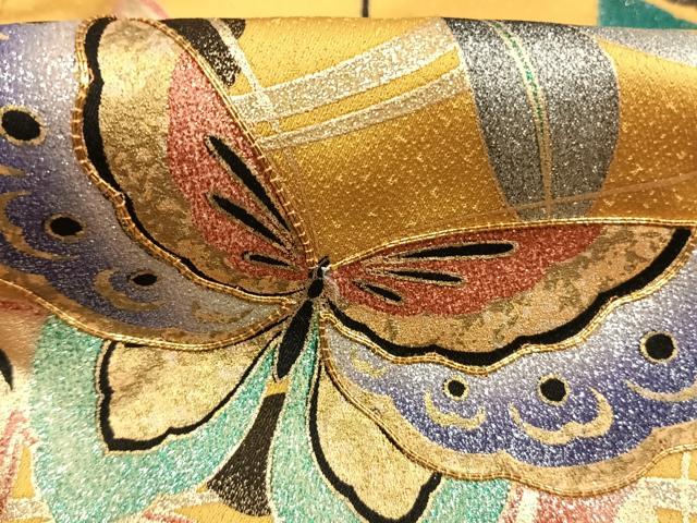平和屋着物●豪華振袖 駒刺繍 花蝶文 暈し染め 金銀彩 正絹 逸品 AABL8599fy