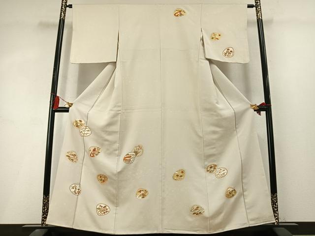 平和屋着物●訪問着 駒刺繍 草花文 金彩 正絹 逸品 AABL8611fy