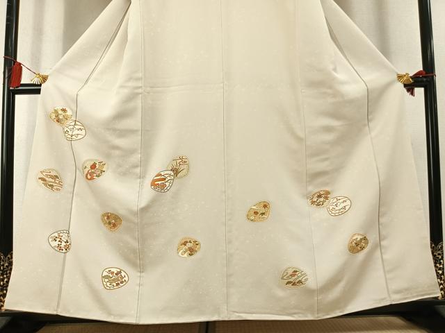 平和屋着物●訪問着 駒刺繍 草花文 金彩 正絹 逸品 AABL8611fy
