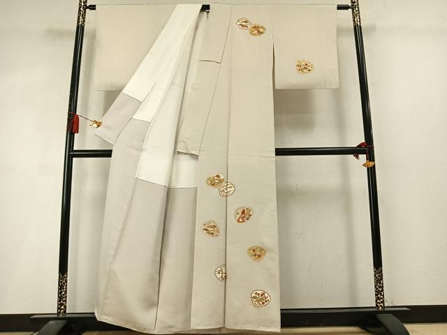 平和屋着物●訪問着 駒刺繍 草花文 金彩 正絹 逸品 AABL8611fy