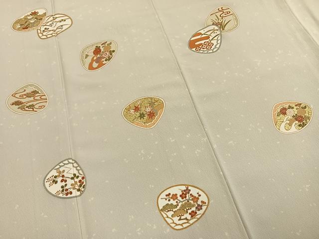 平和屋着物●訪問着 駒刺繍 草花文 金彩 正絹 逸品 AABL8611fy