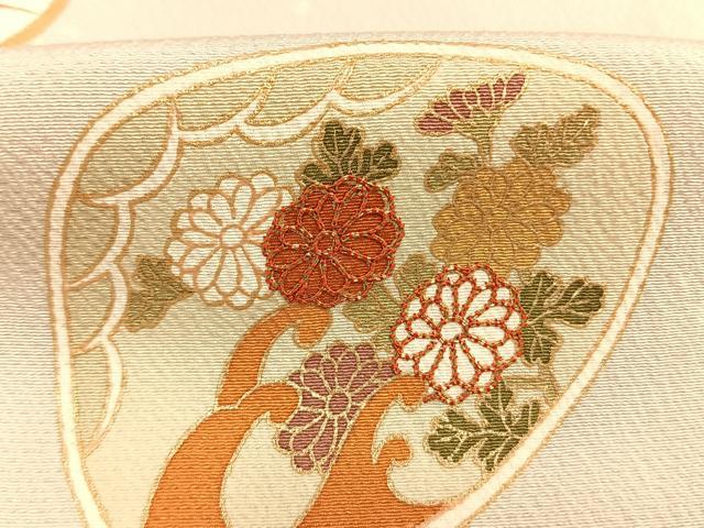 平和屋着物●訪問着 駒刺繍 草花文 金彩 正絹 逸品 AABL8611fy