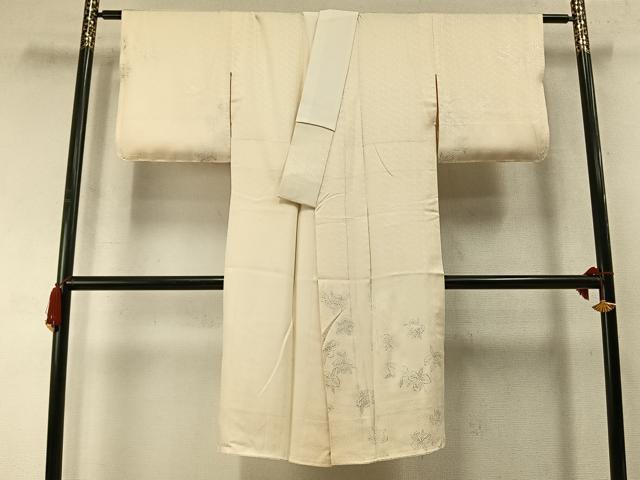 平和屋着物●長襦袢 袷 草花文 銀彩 正絹 逸品 AABL8636fy