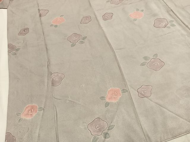 平和屋着物●上質な小紋 地紋起こし 草花文 正絹 逸品 AABL8650fy