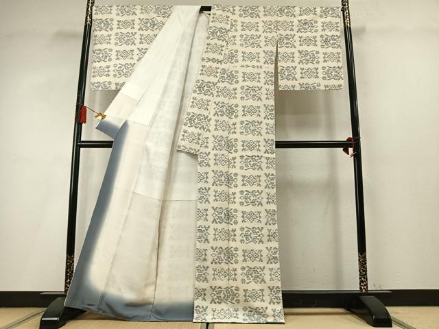 平和屋着物●上質な紬 幾何学文 正絹 逸品 AABL8653fy
