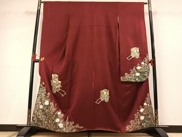 平和屋着物●豪華振袖 御所車花文 金彩 正絹 逸品 AABL8666fy