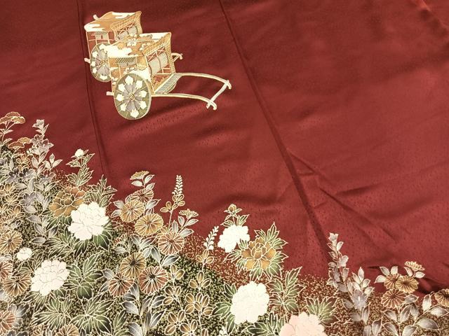 平和屋着物●豪華振袖 御所車花文 金彩 正絹 逸品 AABL8666fy