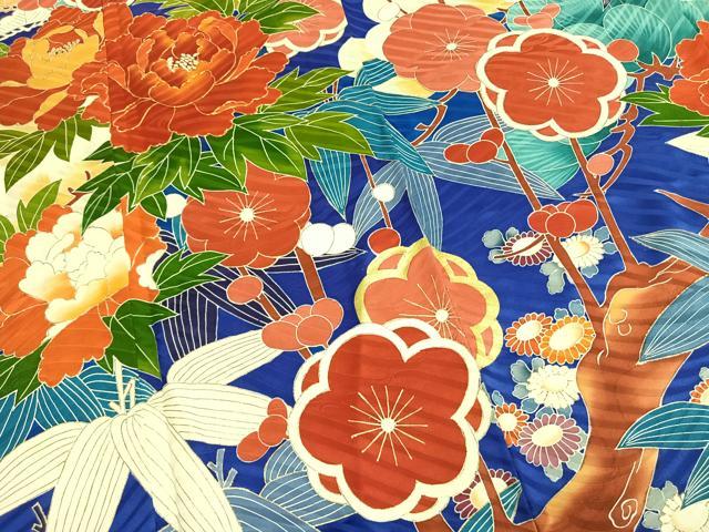 平和屋着物●豪華振袖 駒刺繍 松竹梅 草花文 金彩 ロング丈 正絹 逸品 AABL8687fy