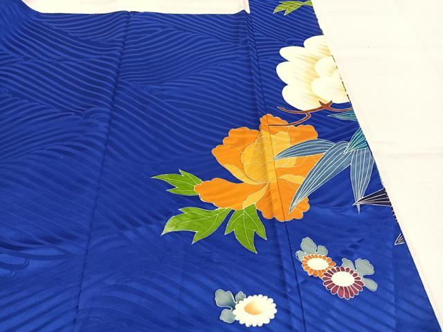 平和屋着物●豪華振袖 駒刺繍 松竹梅 草花文 金彩 ロング丈 正絹 逸品 AABL8687fy