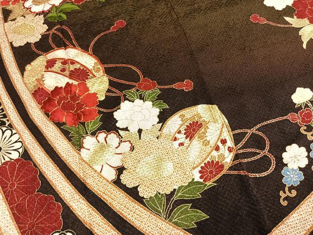 平和屋着物●豪華振袖 絞り 駒刺繍 草花文 ロング丈 正絹 逸品 AABL8695fy