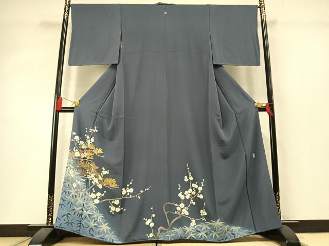 平和屋着物●十日町友禅作家 阿部佳雪 色留袖 枝梅松文 暈し染め 正絹 逸品 未使用 AABL8698fy