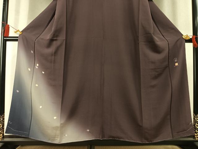 平和屋着物●十日町友禅作家 あらい義風 訪問着 舞桜文 暈し染め 正絹 逸品 未使用 AABL8706fy